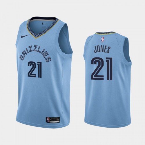 Men's Memphis Grizzlies #21 Tyus Jones Blue Statement Jersey