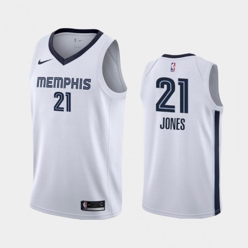 Men's Memphis Grizzlies #21 Tyus Jones White Association Jersey