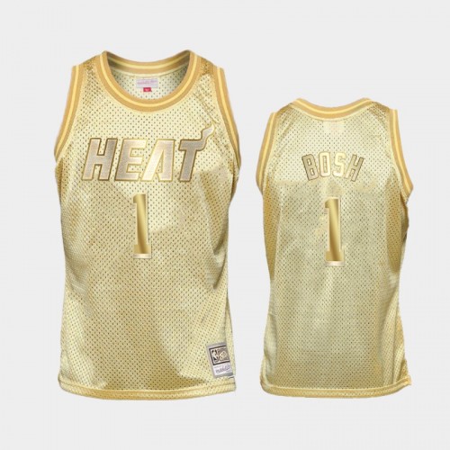 Limited Gold Miami Heat #1 Chris Bosh Midas SM Jersey