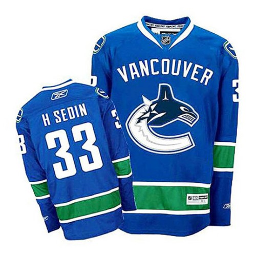 Henrik Sedin #33 Navy Blue Home Replica Jersey
