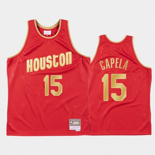 Men's Houston Rockets #15 Clint Capela Red 2020 Chinese New Year Hardwood Classics Jersey