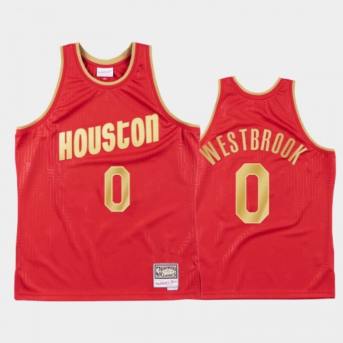 Men's Houston Rockets #0 Russell Westbrook Red 2020 Chinese New Year Hardwood Classics Jersey