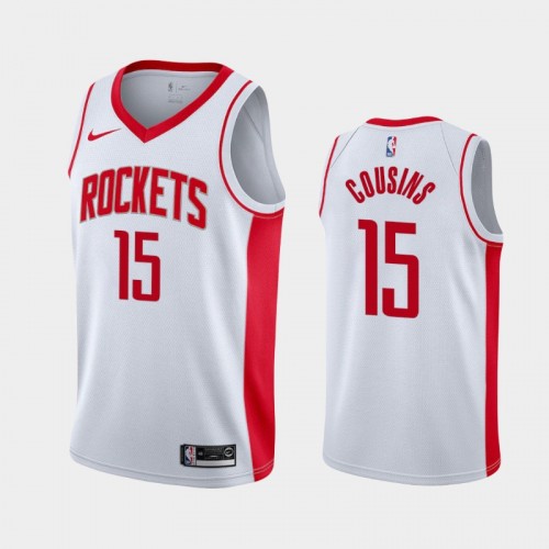 Men's Houston Rockets DeMarcus Cousins #15 2020-21 Association White Jersey