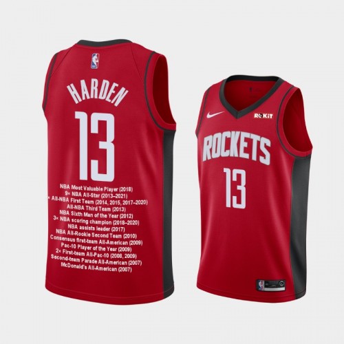 Men Houston Rockets James Harden Career Awards Special Edition Red Jersey