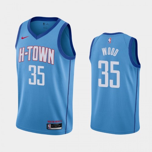 Men's Houston Rockets #35 Christian Wood 2020-21 City Blue Jersey