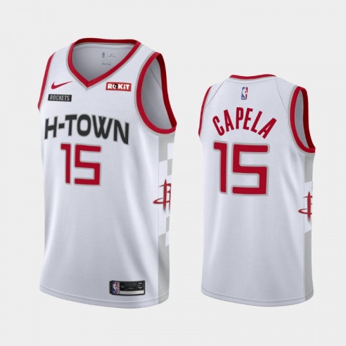 Men's Houston Rockets #15 Clint Capela 2019-20 City Finished White Jersey