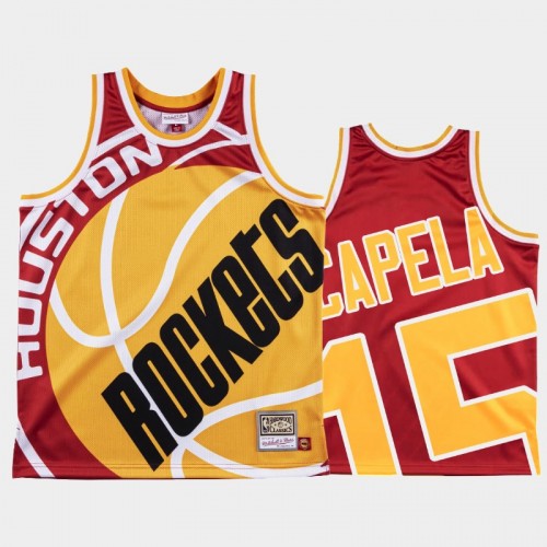 Houston Rockets #15 Clint Capela Red Big Face Jersey - HWC