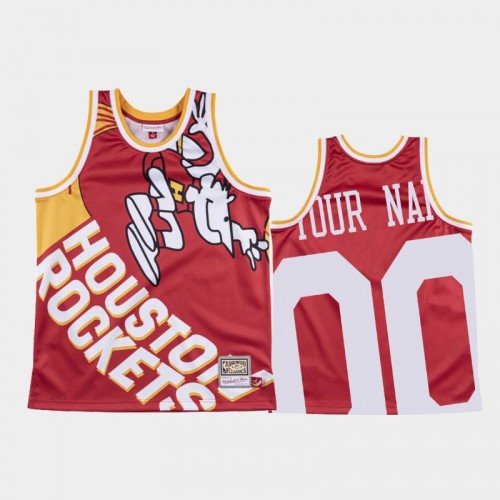 Houston Rockets #00 Custom Red Big Face Jersey - 1971 Original Logo