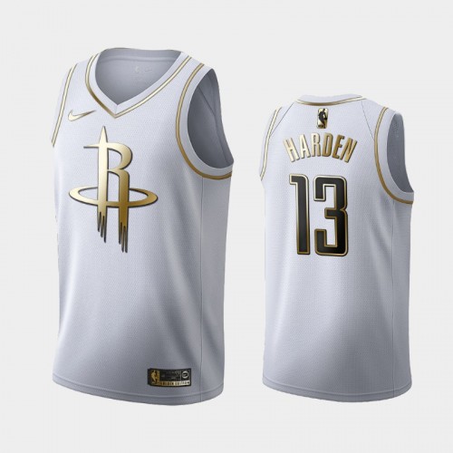 Men's Houston Rockets #13 James Harden White Golden Edition Jersey