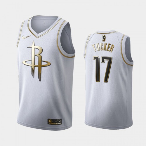 Men's Houston Rockets #17 P.J. Tucker White Golden Edition Jersey