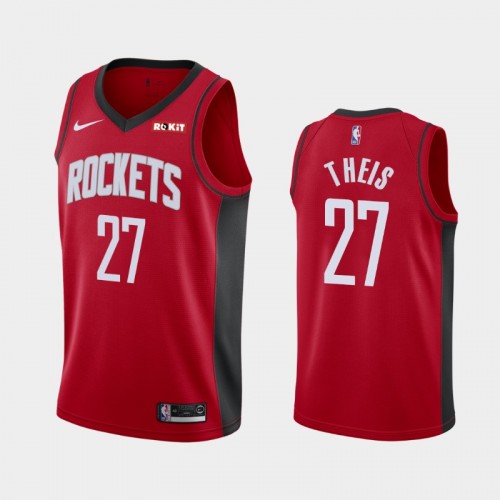 Houston Rockets Daniel Theis Men #27 Icon Edition 2021 Trade Red Jersey