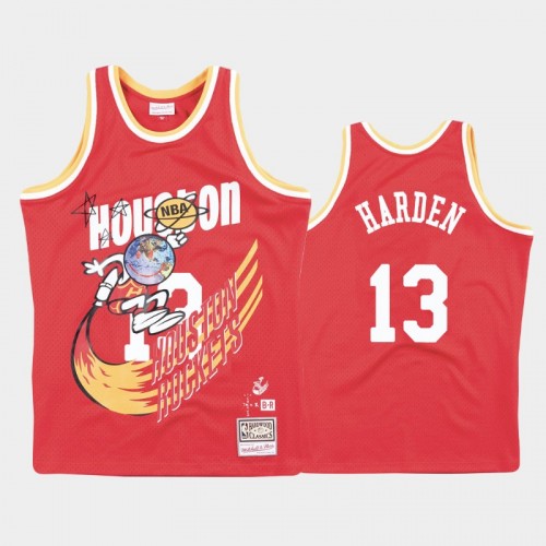 Men's Houston Rockets #13 James Harden Red NBA Remix Hardwood Classics Jersey
