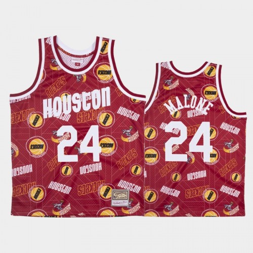 Moses Malone Houston Rockets #24 Red Tear Up Pack Hardwood Classics Jersey