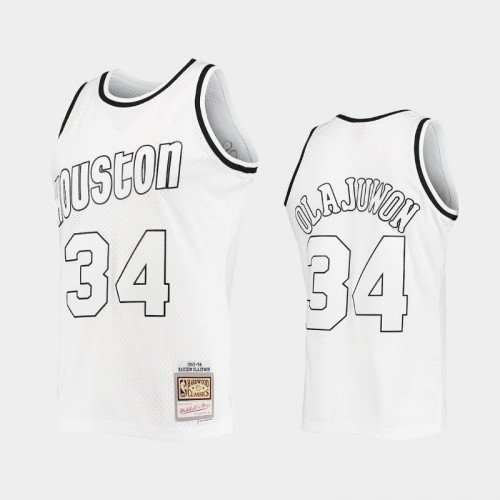 Houston Rockets #34 Hakeem Olajuwon Outdated Classic Swingman White Jersey