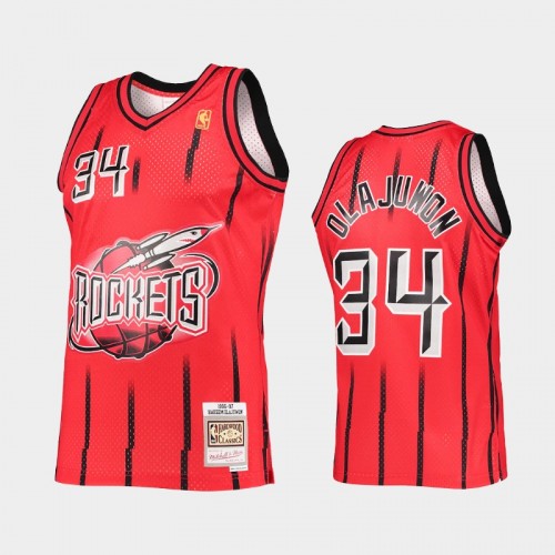 Hakeem Olajuwon Men #34 Reload 2.0 HWC Swingman Red Jersey