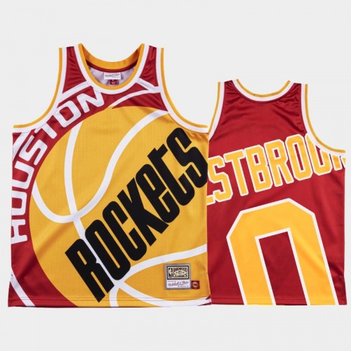 Houston Rockets #0 Russell Westbrook Red Big Face Jersey - HWC