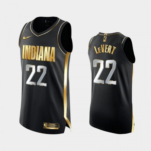 Men Indiana Pacers #22 Caris LeVert Black 2021 Golden Edition Authentic Limited Jersey