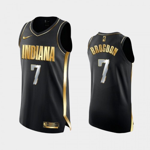 Men's Indiana Pacers #7 Malcolm Brogdon Black Authentic Golden Limited Edition Jersey