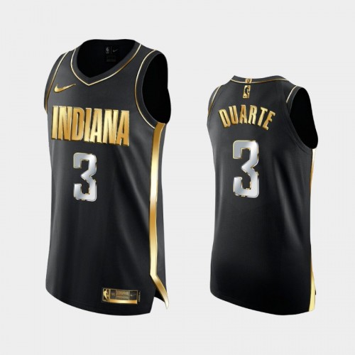 Indiana Pacers #3 Chris Duarte Black Golden Edition 2021 NBA Draft Jersey