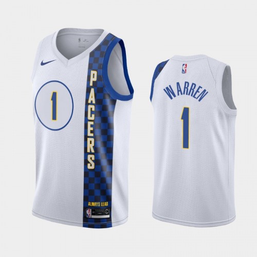 Men's Indiana Pacers #1 T.J. Warren 2019-20 City White Jersey