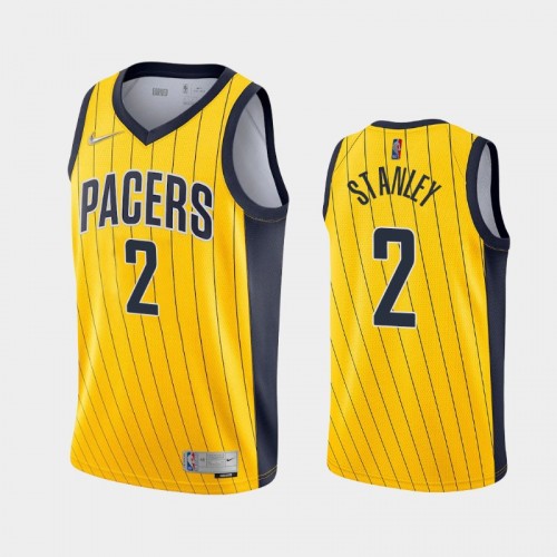 Men's Indiana Pacers #2 Cassius Stanley 2021 Earned Yellow Jersey