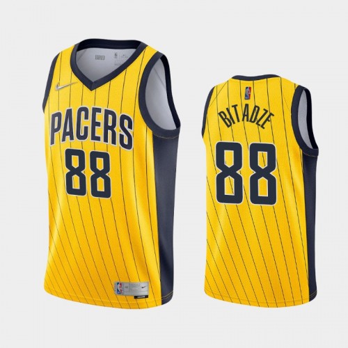 Men's Indiana Pacers #88 Goga Bitadze 2021 Earned Yellow Jersey