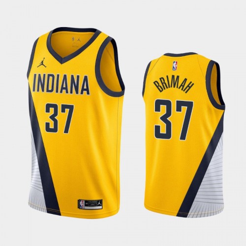 Men's Indiana Pacers #37 Amida Brimah 2021 Statement Yellow Jersey