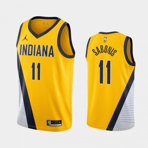 Men's Indiana Pacers #11 Domantas Sabonis 2020-21 Statement Gold Jersey