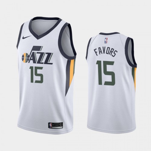 Utah Jazz Association #15 Derrick Favors White 2019 season Jersey