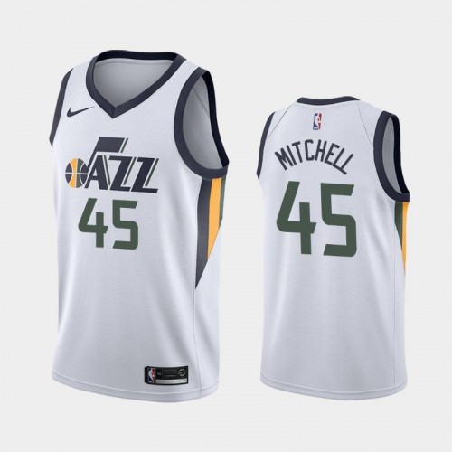 Utah Jazz Association #45 Donovan Mitchell White 2019 season Jersey