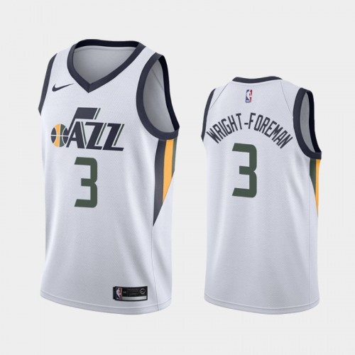 Utah Jazz Association #3 Justin Wright-Foreman White 2019 NBA Draft Jersey