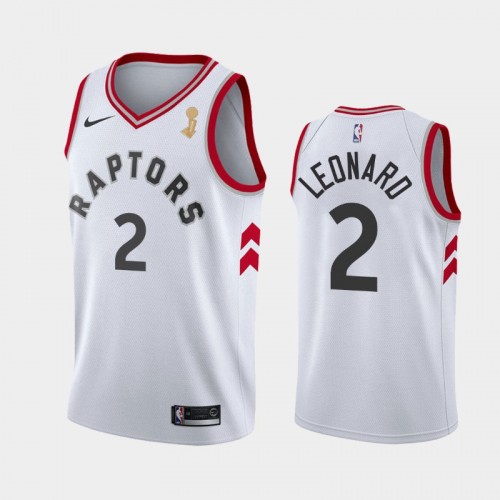 Men's Toronto Raptors #2 Kawhi Leonard 2019 NBA Finals Champions Association White Jersey