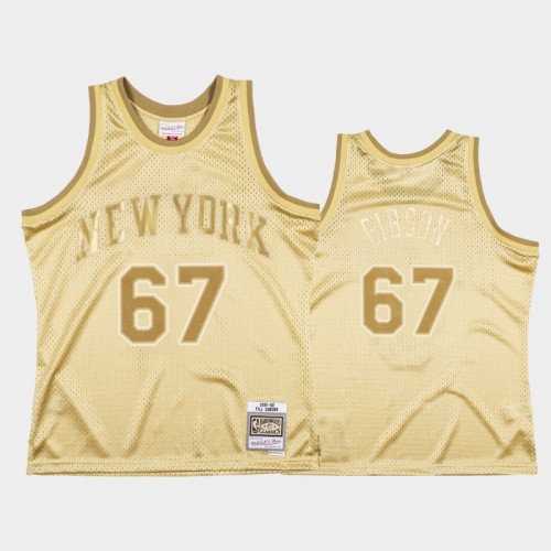 Limited Gold New York Knicks #67 Taj Gibson Midas SM Jersey
