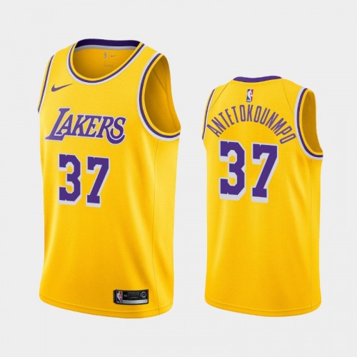 Men's Los Angeles Lakers #37 Kostas Antetokounmpo Yellow Icon Jersey