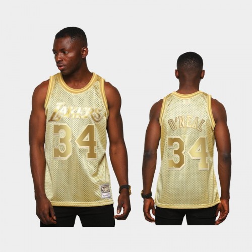 Limited Gold Los Angeles Lakers #34 Shaquille O'Neal Midas SM Jersey