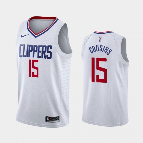 Men's Los Angeles Clippers #15 DeMarcus Cousins 2021 Association White Jersey