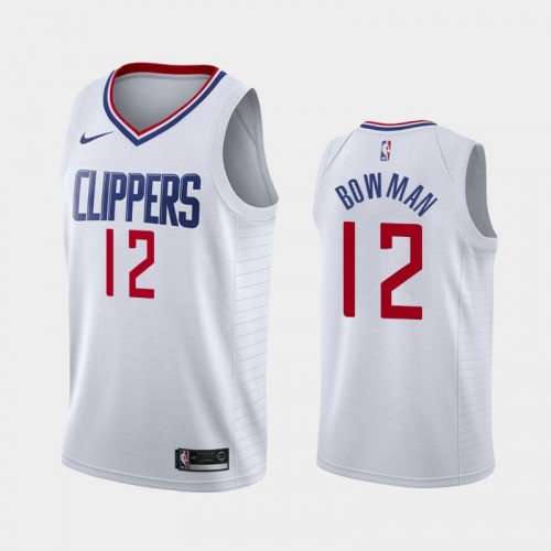 Men's Los Angeles Clippers Ky Bowman #12 2020-21 Association White Jersey