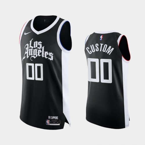 Men Los Angeles Clippers Custom #00 2020-21 Authentic City Edition Player Black Jersey