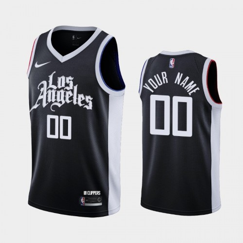 Men's Los Angeles Clippers #00 Custom 2020-21 City Black Jersey