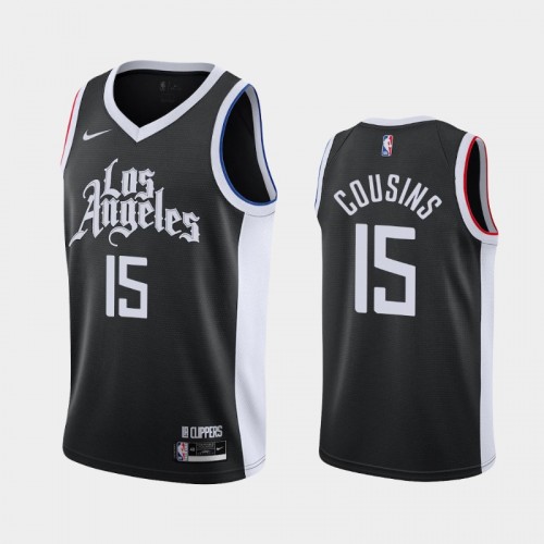 Men's Los Angeles Clippers #15 DeMarcus Cousins 2021 City Black Jersey