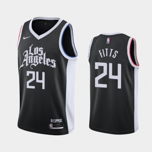 Men's Los Angeles Clippers #24 Malik Fitts 2020-21 City Black Jersey