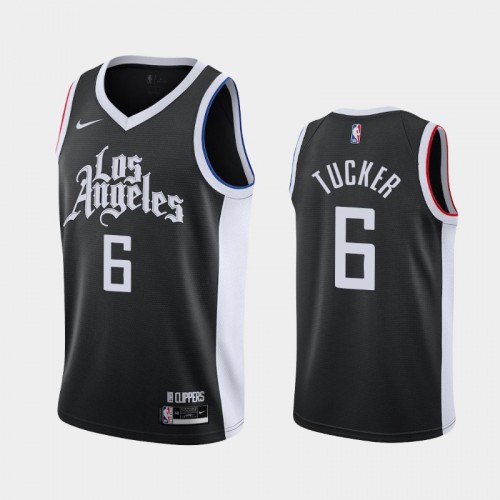 Men's Los Angeles Clippers #6 Rayjon Tucker 2020-21 City Black Jersey