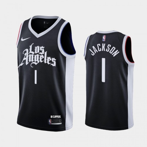 Men's Los Angeles Clippers #1 Reggie Jackson 2020-21 City Black Jersey