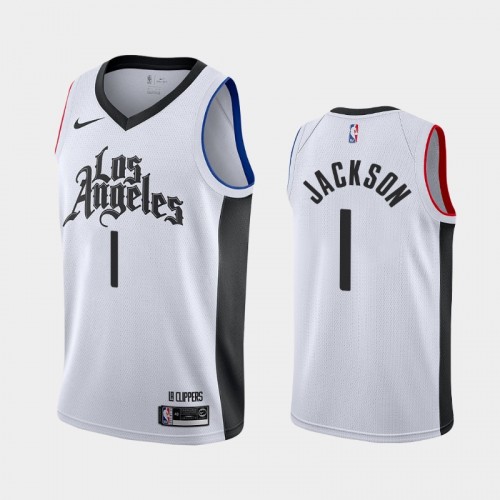 Men's Los Angeles Clippers #1 Reggie Jackson 2019-20 City White Jersey