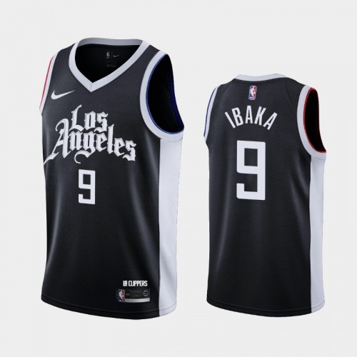 Men's Los Angeles Clippers Serge Ibaka #9 2020-21 City Black Jersey