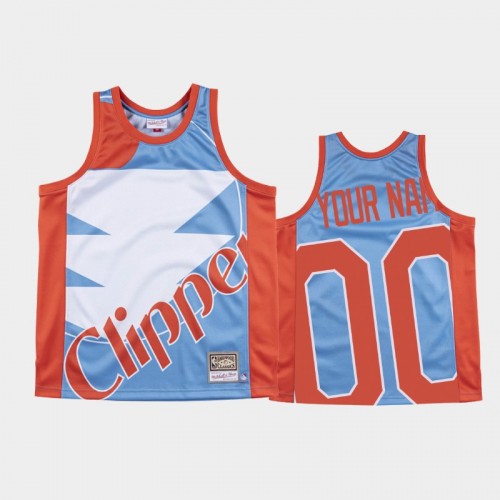 Los Angeles Clippers #00 Custom Blue Big Face Jersey - Hardwood Classics