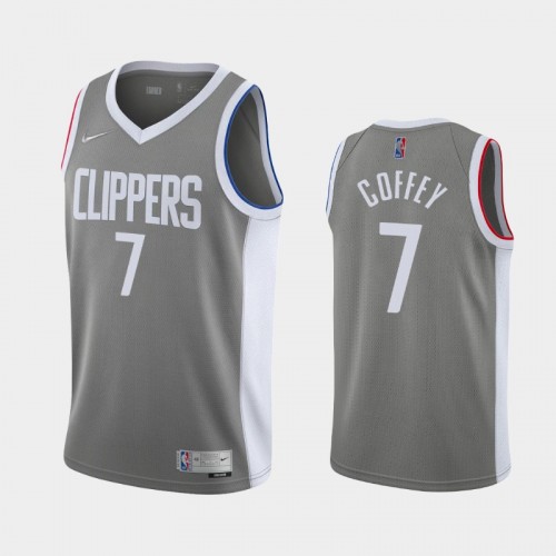 Men's Los Angeles Clippers #7 Amir Coffey 2021 Earned Gray Jersey