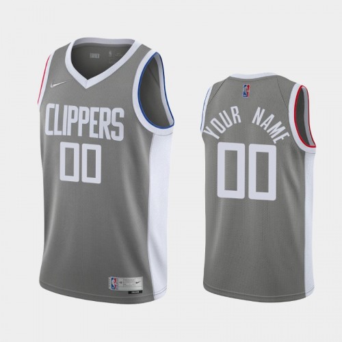 Men's Los Angeles Clippers #00 Custom 2021 Earned Gray Jersey