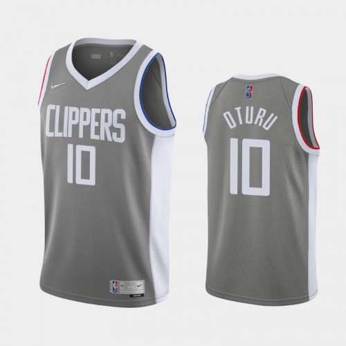 Men's Los Angeles Clippers #10 Daniel Oturu 2021 Earned Gray Jersey