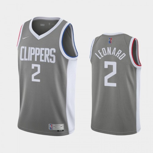 Men's Los Angeles Clippers #2 Kawhi Leonard 2021 Earned Gray Jersey